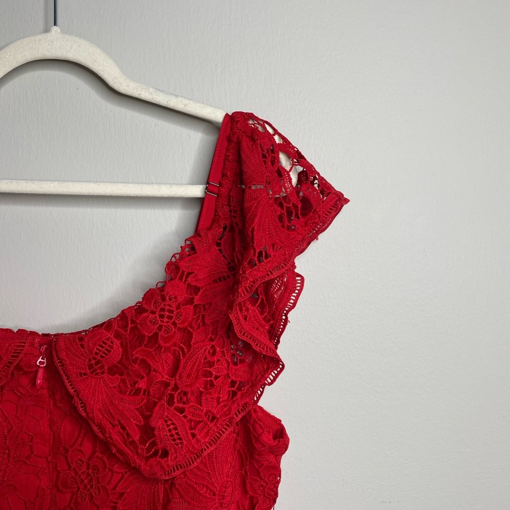 CITY CHIC Dream Of Lace Dress Red Scarlet - Picture 7 of 9